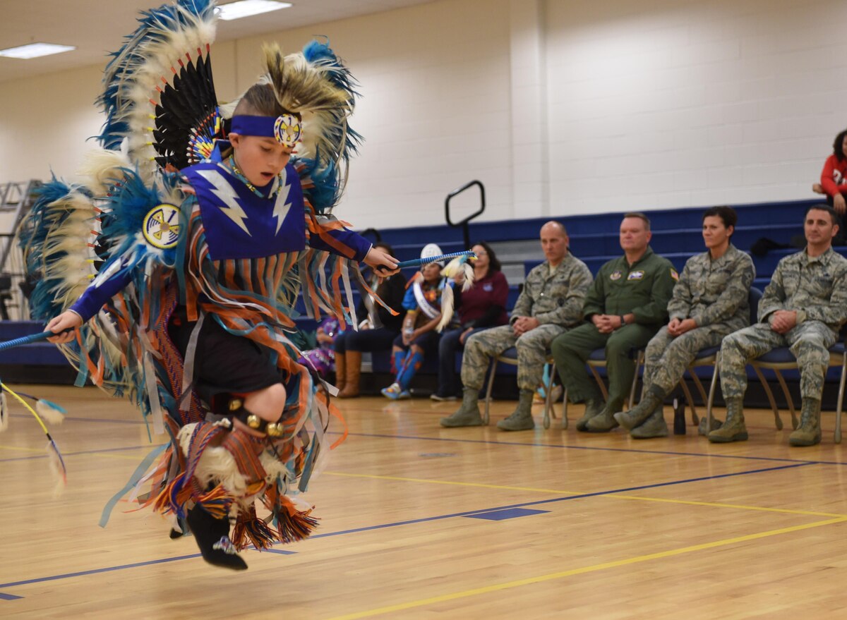 Child performs in Native American Stomp Dance.